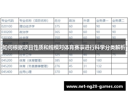 如何根据项目性质和规模对体育赛事进行科学分类解析