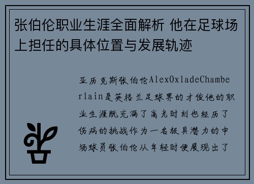 张伯伦职业生涯全面解析 他在足球场上担任的具体位置与发展轨迹